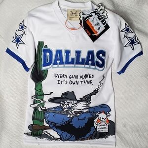 Brave Soul Dallas Graphic Kids Jersey in White and Blue